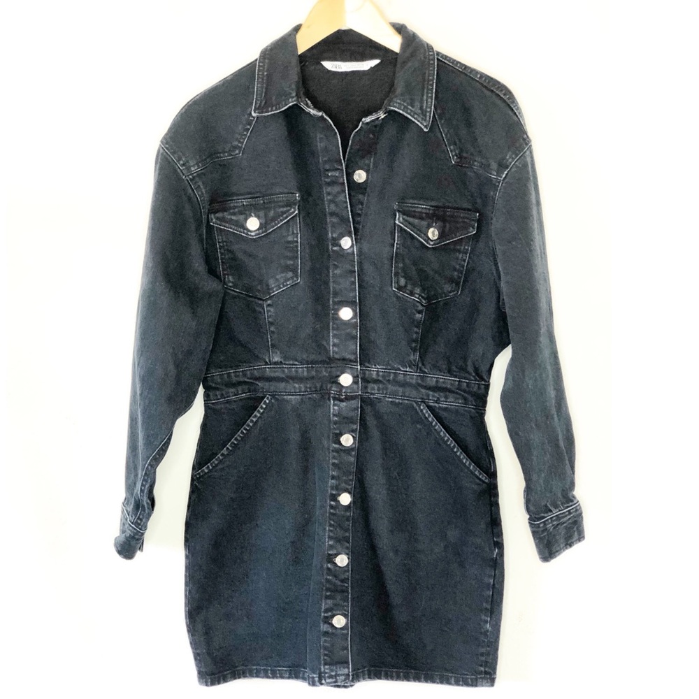Zara Mini Denim Button Down Dress Size Large